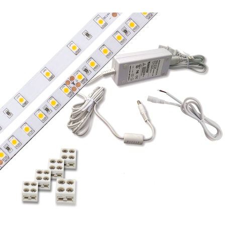 Diode Led 100 LED Tape Light 12V 3500K 16.4 ft. & Plug-In Adapter DI-KIT-12V-BC1PG60-3500